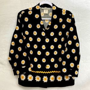 Vintage Sharon Young Daisy Flower long Sleeve Blouse Size 14